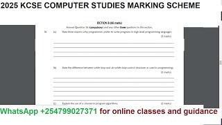 KCSE 2025 COMPUTER STUDIES PAPER 1 MARKING SCHEME screenshot 3