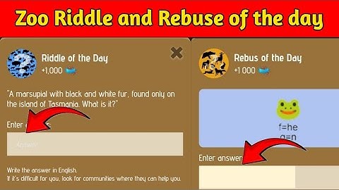 Zoo Riddle of the day answer today 18/19 January | Zoo Rebus of the day answer today 18/19 January