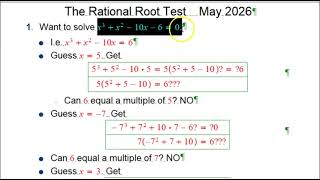 The Rational Root Test
