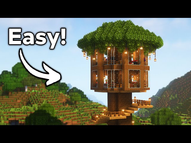 Minecraft Tree Hous Tutorial How To Build A Cool Tree House In Minecraft Tutorial