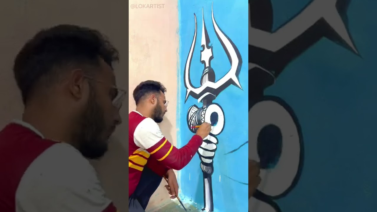 Shiv ji  painting 😍 har har Mahadev 🙏🏻❤️ #shorts #bts #lokartist