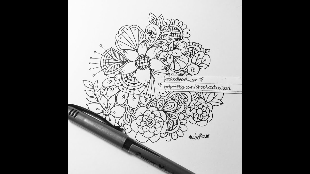 slow doodle  of flowers