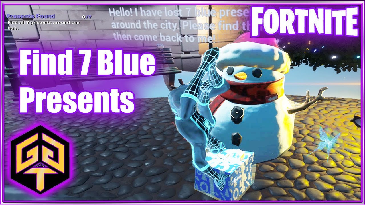 Fortnite Creative Find All Seven Blue Presents Hidden in the New Welcome Christmas Holiday Hub Quest