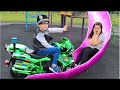 Police Motorcycle Ride on * Playground Fun For Kids with Slides