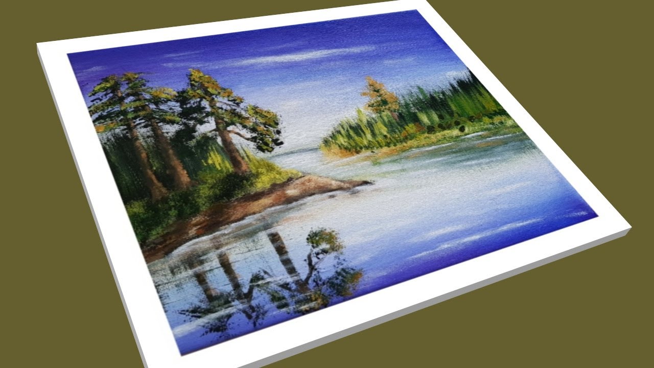 How to paint simple landscape/ acrylic painting/demo - YouTube