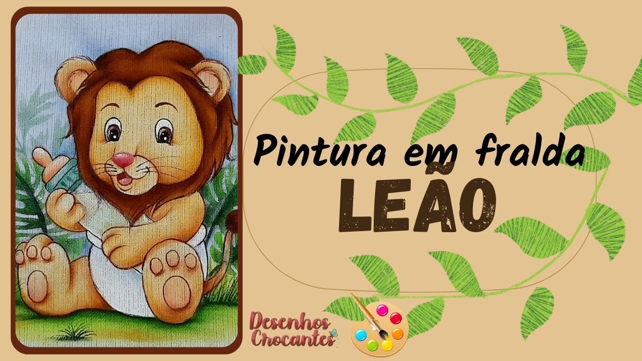 Leão - pintura em fralda (Desenhos Crocantes)