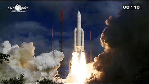 Ariane 5 rocket launches telecommunications and weather satellites