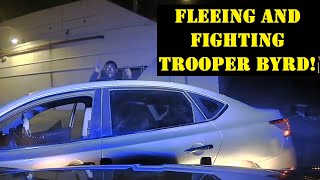 Fictitious tags on NISSAN SENTRA takes off from Trooper Byrd - HIGH SPEED pursuit & struggle