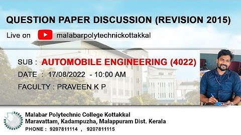 Automobile Engineering | 4022 | Revision 2015 | Question Paper Discussion