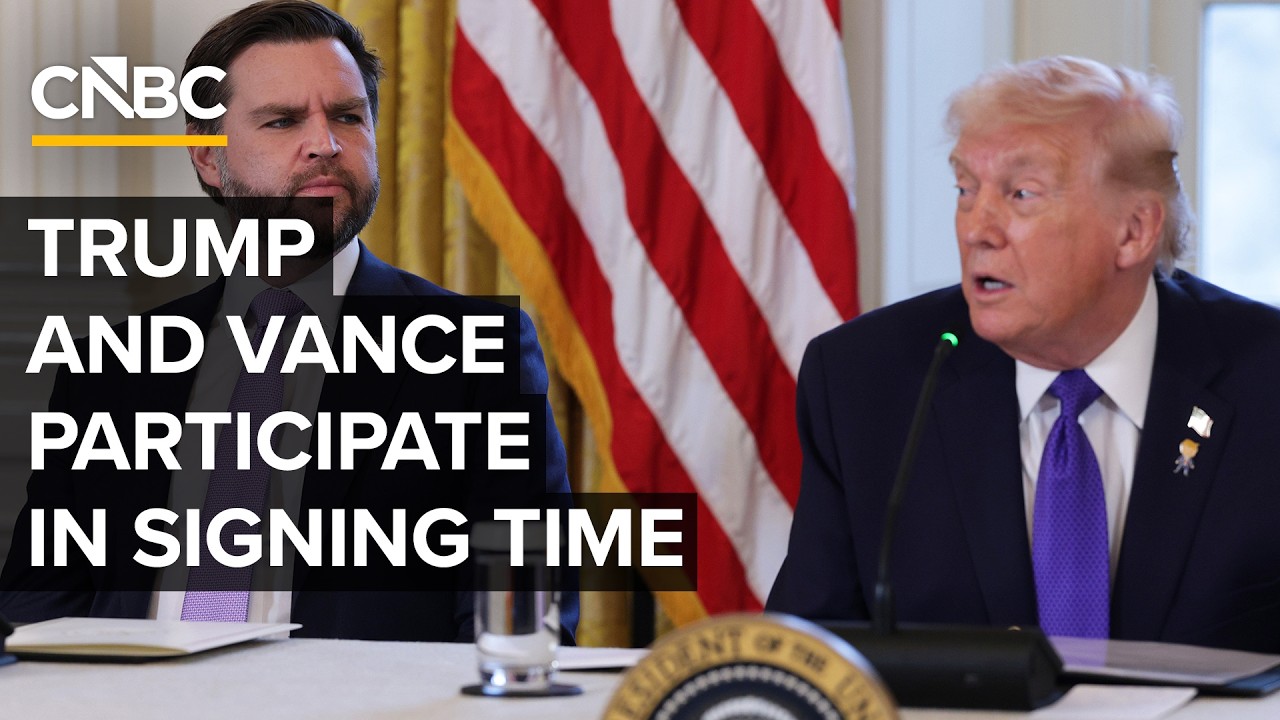 President Trump and VP JD Vance participate in signing time at the ...