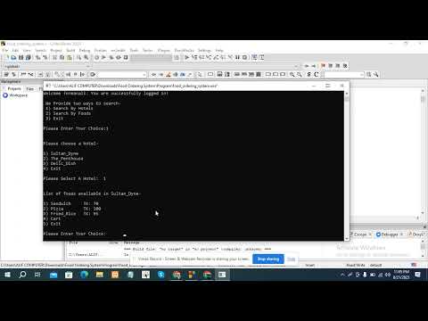 Online food ordering system using programming C
