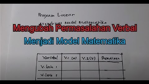 Program Linear: Membuat Model Matematika dari Permasalahan Verbal