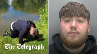 video: Watch: Drug dealer jumps into river to avoid arrest before collapsing with exhaustion