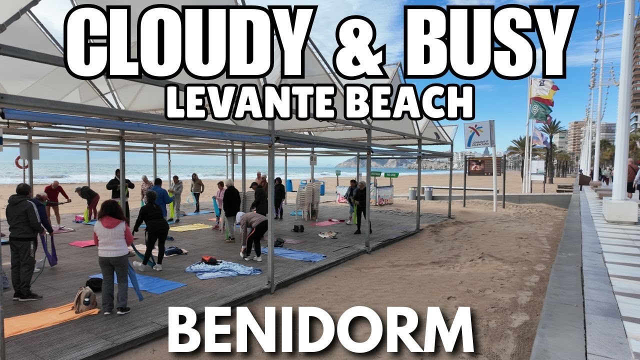 Benidorm: Busy Levante Beach & Bars Under Cloudy Skies! 😲☁️