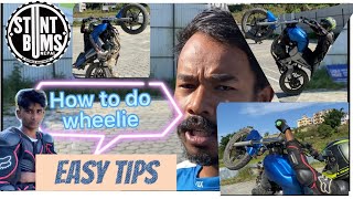 How to do wheelie with Nepal young stunt rider #stuntbumsnepal #stuntschool #carlosstunt