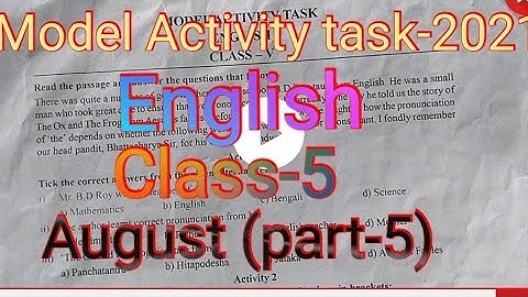 WBBSE Model Activity task, English Class-5.. August (New) part-5 পঞ্চম শ্রেণীর ইংলিশ