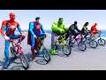 SpiderMan And BMX Bikes Parkour Challenge With Superheroes At Sea - GTA V MODS