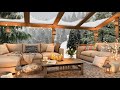 Winter Day in Cozy Terrace Ambience with 8 hours Relaxing Falling Snow Sounds for Sleep or Study