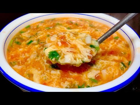 видео: Томатно-яичный суп кажется простым, но есть навыки, если вы хотите сделать его хорошо Яичный цветок