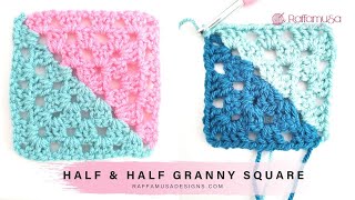 Crochet Half-and-Half Granny Square | Raffamusa Designs