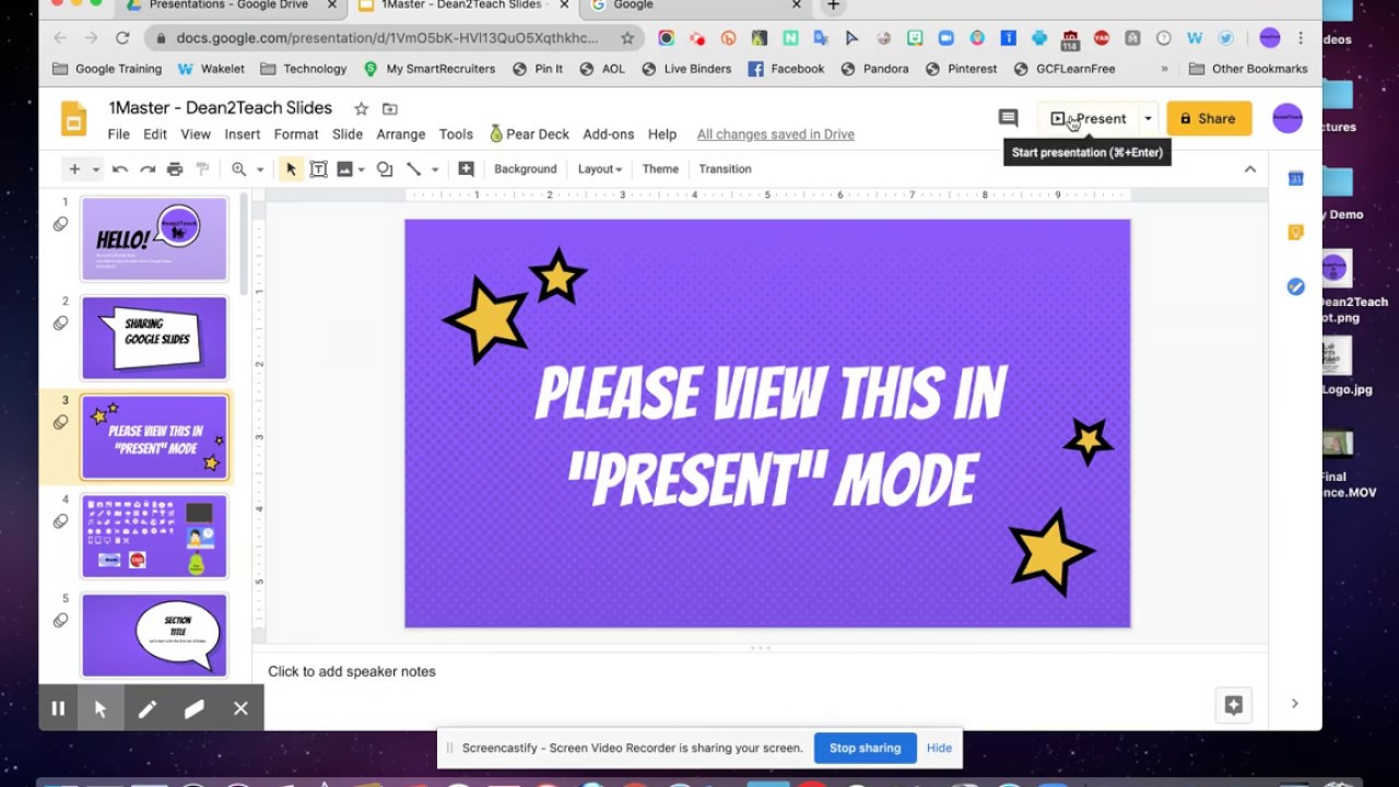 google slides presentation mode