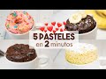 5 PASTELES en TAZA en MICROONDAS 🍰 | en 2 minutos