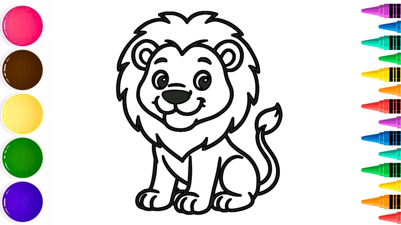 How to DRAW a Cute Lion | Beautiful Lion Drawing & Colouring | Easy Step by Step||