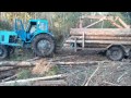 Malku vezimas 2016 Belarus MTZ 52L + Homemade forest trailer works in forest / МТЗ-52 работа в лесу