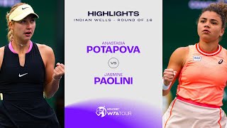 Anastasia Potapova vs. Jasmine Paolini | 2024 Indian Wells Round of 16 | WTA Match Highlights