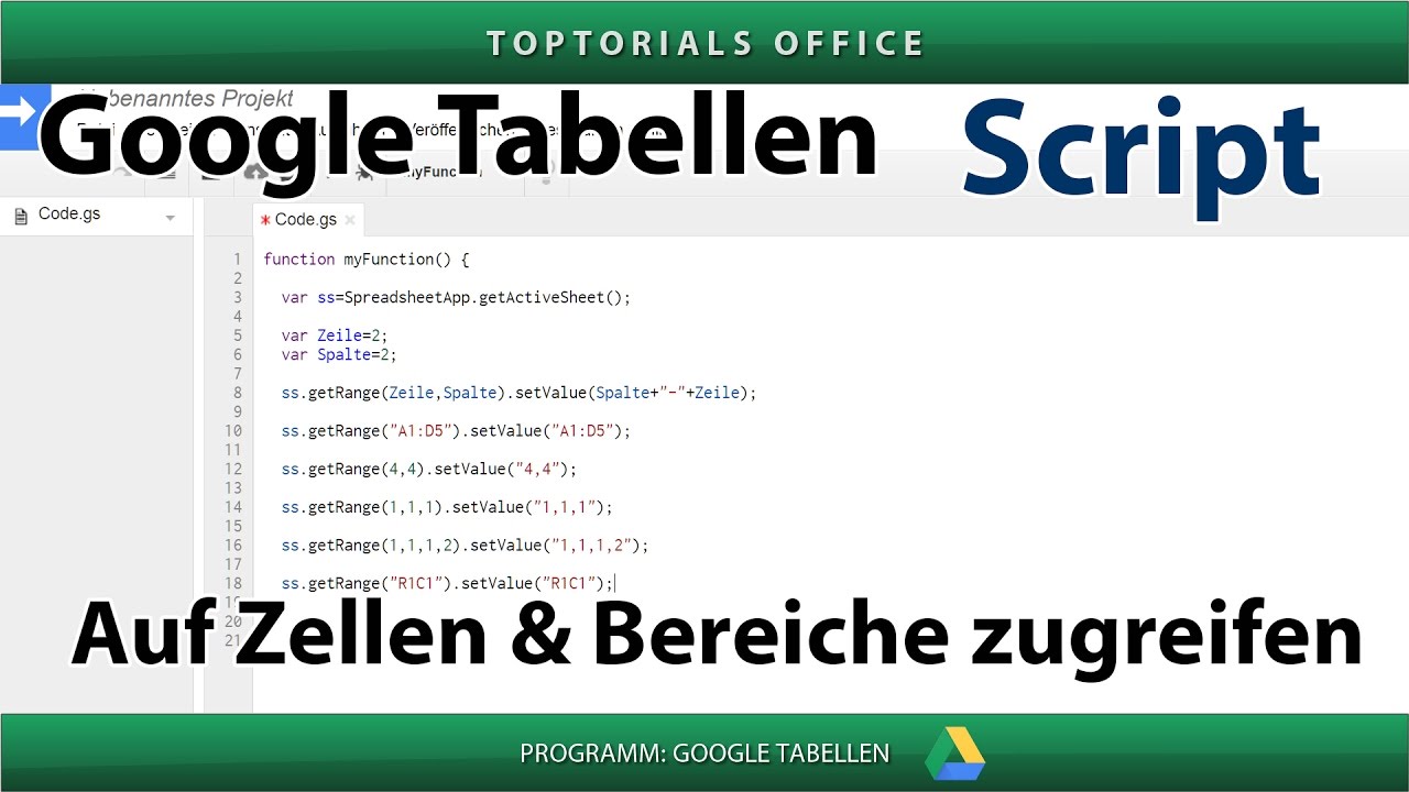 Auf zellen und bereiche zugreifen mit getrange google tabellen