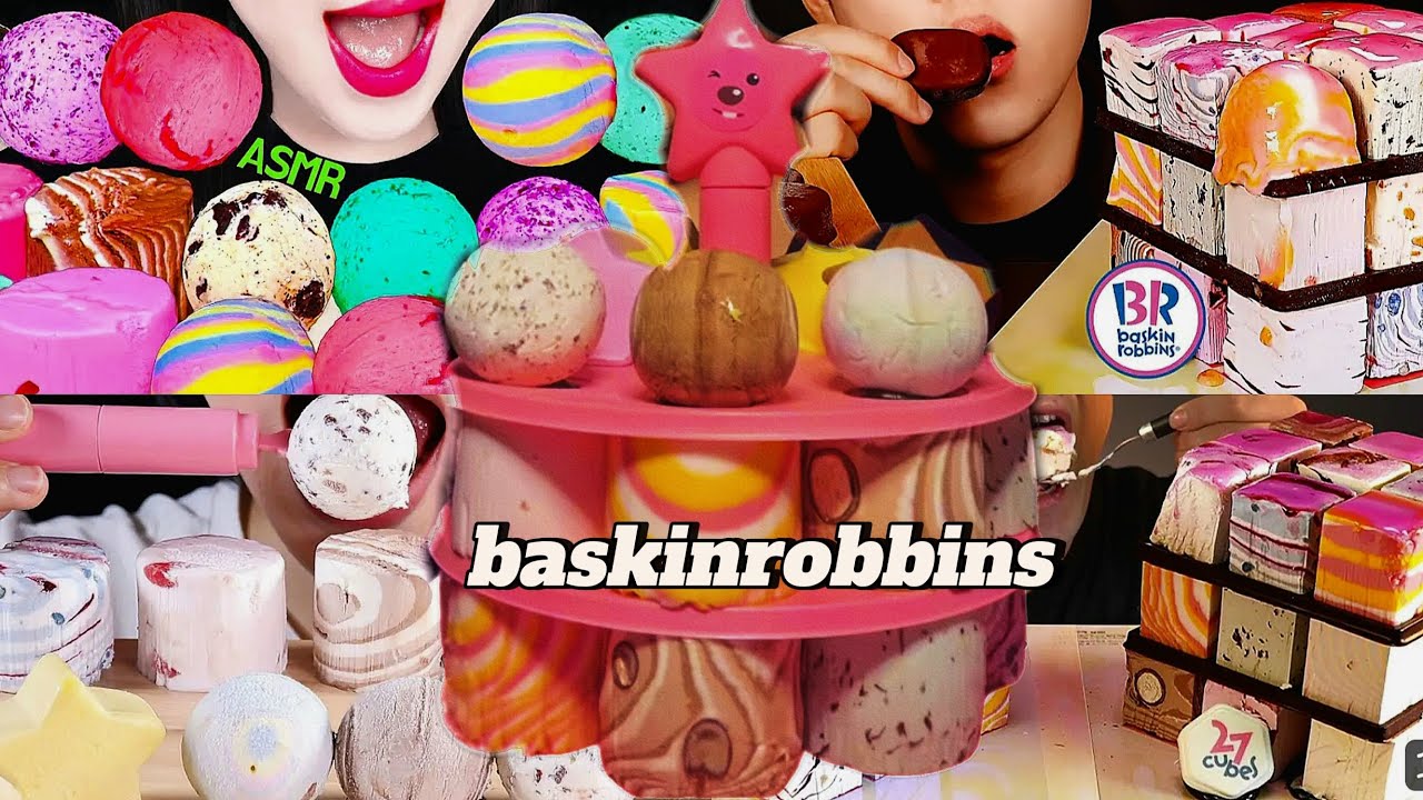 Tiktok viral 🔥 BASKINROBBINS💙 ice cream cake cubed ||ASMR||