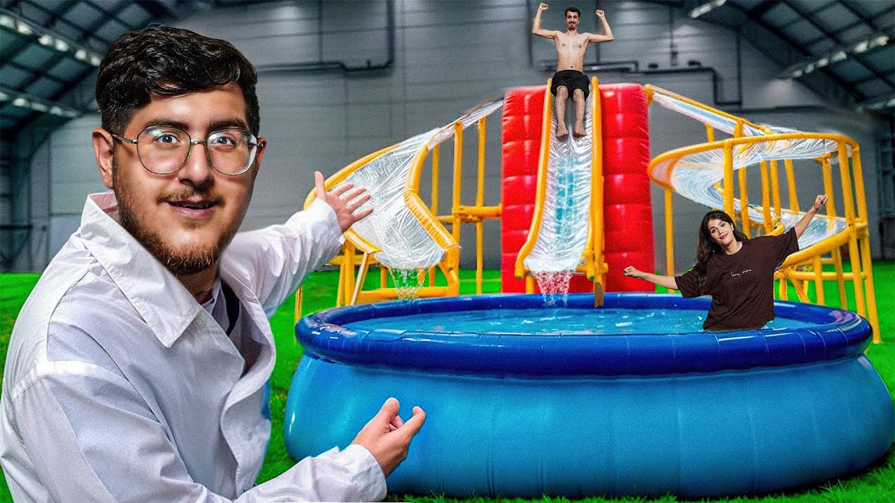 بلندترین سرسره آبی ایران رو ساختیم 😱🛝