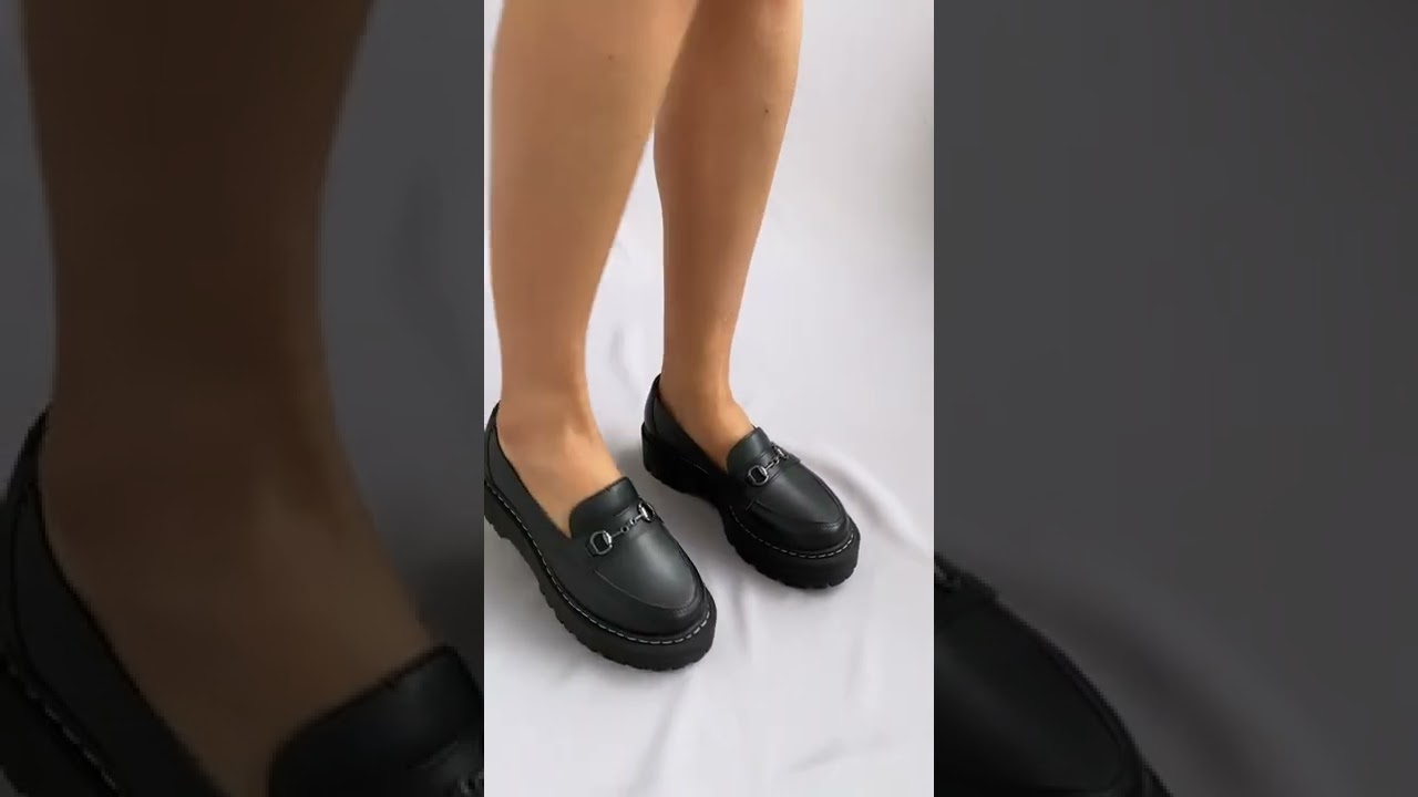 SAPATO MOCASSIM FEMININO PRETO GRUNGE