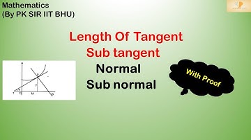 Length Of Tangent ,Subtangent ,Normal, Subnormal(PKSIR IIT BHU) Application Of Derivative |JEE MATHS