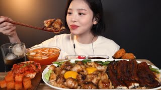 ENG SUB)Pork intestine deopbap, Grilled eel deopbap, Korokke Mukbang ASMR Korean Real Sound