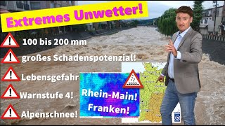 Die Lage verschärft sich! Amtliche DWD Vorwarnungen: Unwetter durch Starkregen, bis 150 Liter!