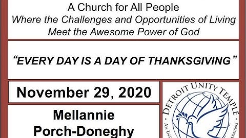 Detroit Unity Temple Sunday Service 11 29 20