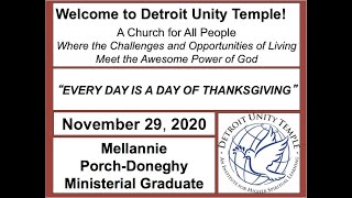 Detroit Unity Temple Sunday Service 11 29 20