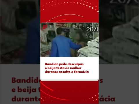 Bandido pede desculpas e beija testa de mulher durante assalto a farmácia no RN #shorts