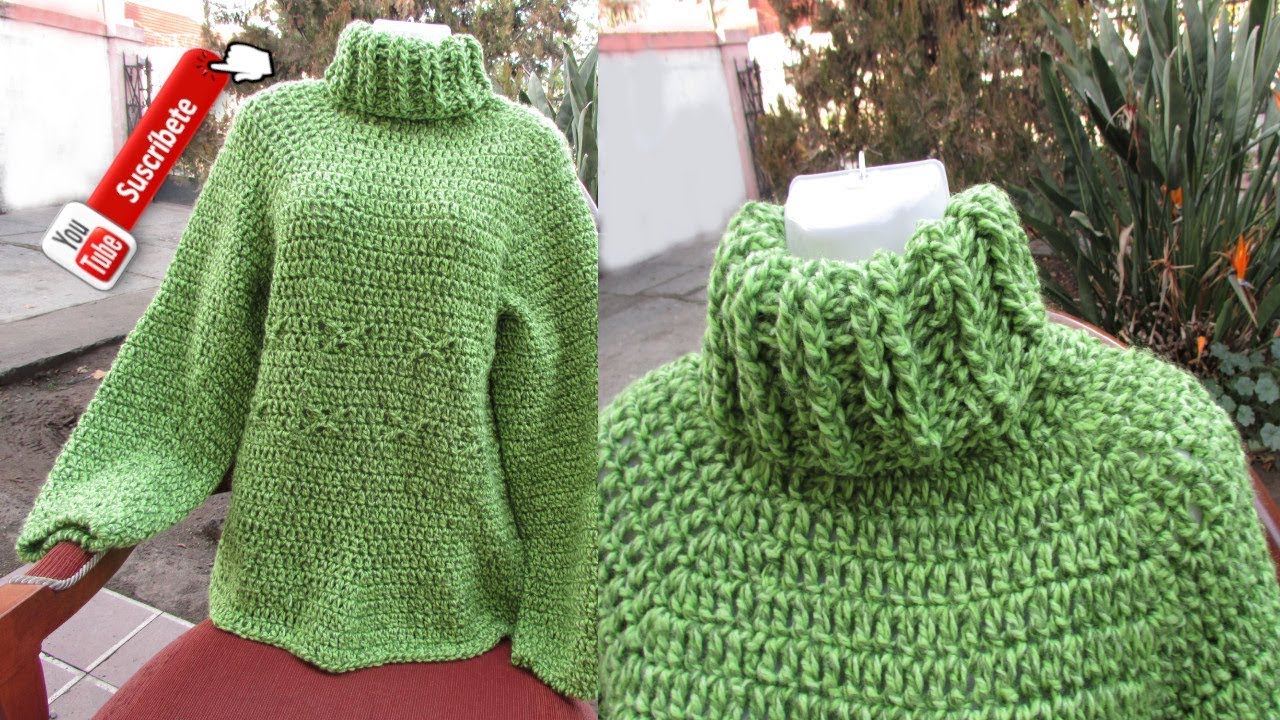 SUETER MUJER #crochet (#ganchillo) tutorial paso a paso MUY FACIL PARTE 1  de 2 - YouTube