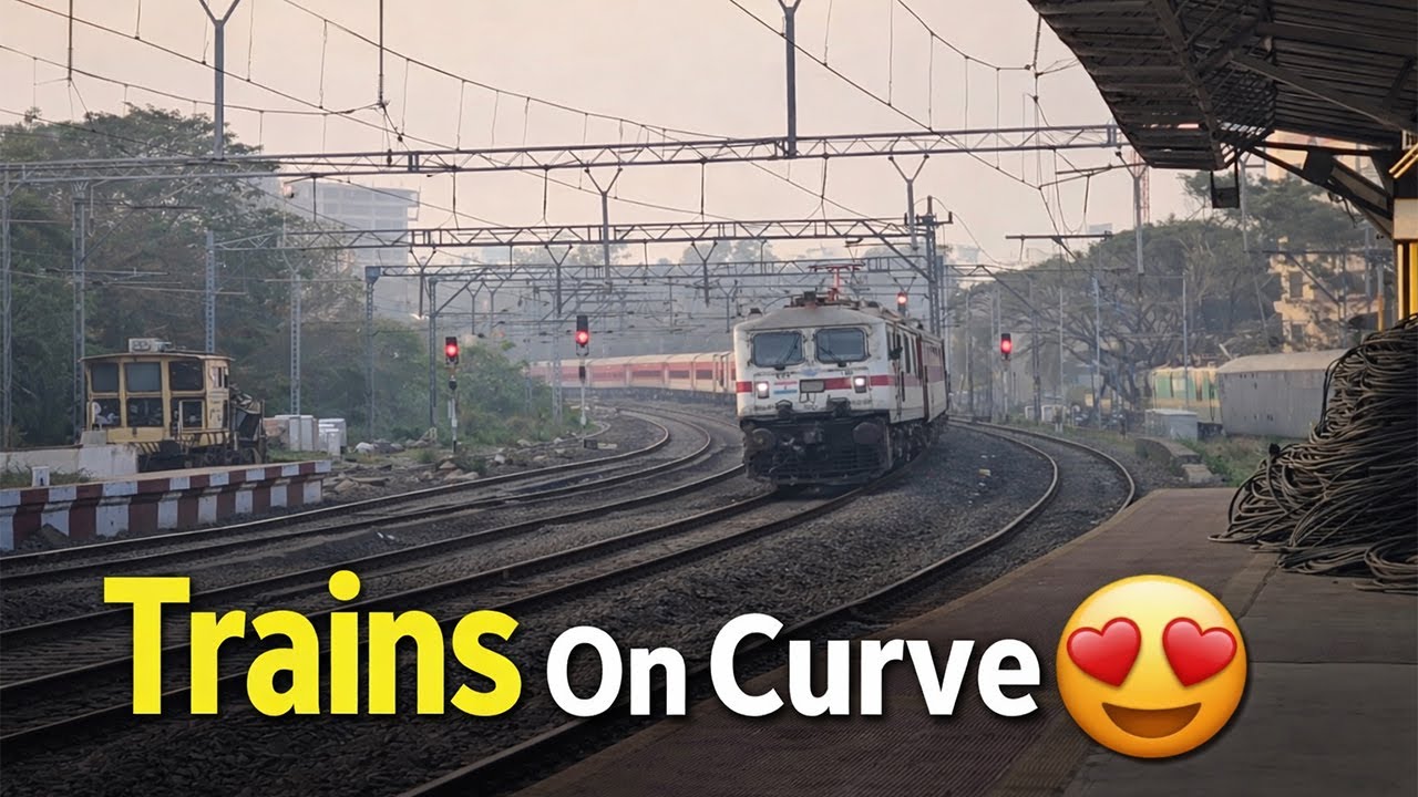 खतरनाक मोड़ पर ट्रेन की रफ्तार | Indian Railways #indianrail #railwaycontent #ntpc #railway