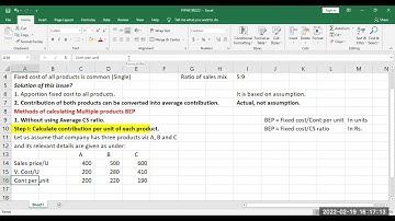 Management Accounting Lecture 9 [Multiple Products CVP Analysis] [19-02-2022] - PIPFA