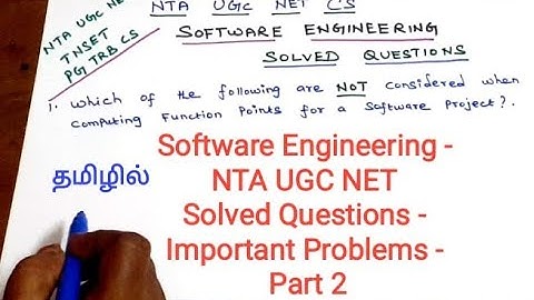 Software Engineering | UGC NET Solved Questions | NTA UGC NET CS | TN SET Computer Science I Tamil