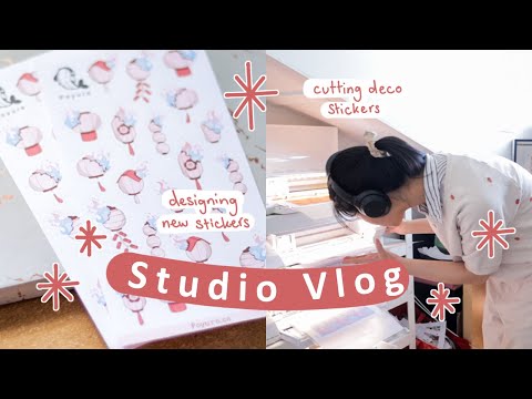 Studio Vlog ✰ 01 : Designing new stickers & Grading bookmarks & Cutting deco stickers