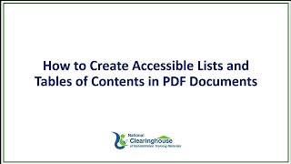 How to Create Accessible Lists and Tables of Contents in PDFs