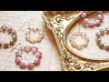 フープパーツ不要。ワイヤー2本とビーズで作るお花ピアス/イヤリング【ハンドメイドアクセサリー】DIY Beaded Wire Hoop Earrings-Jewelry Making Tutorial