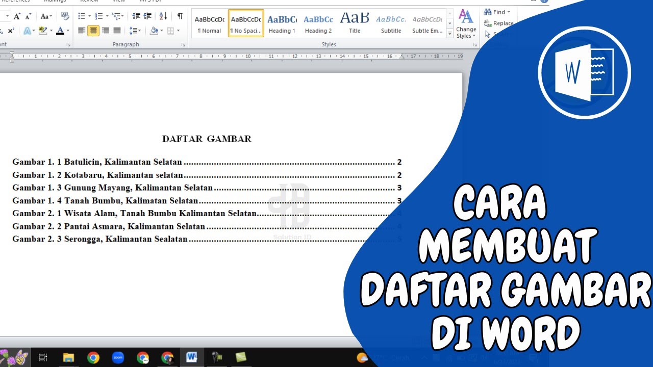 Cara Membuat Daftar Gambar di Microsoft Word - YouTube