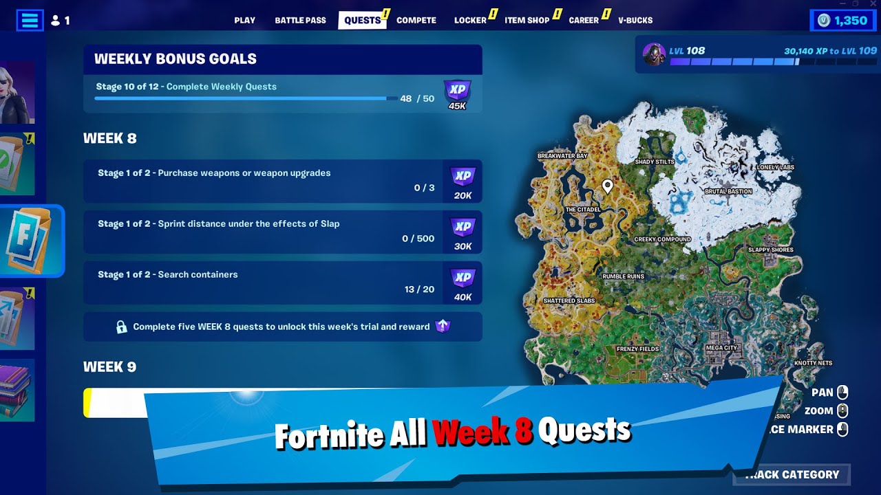 Fortnite All Week 8 Quests Guide Chapter 4 Season 3 - YouTube
