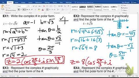 PreCalc 6.5a Complex Numbers in Polar Form