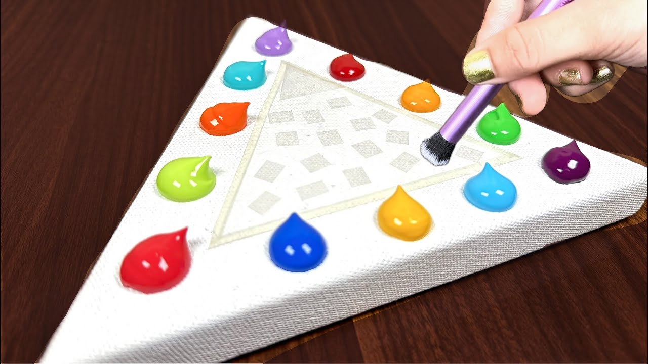 Abstract Acrylic Painting how To Draw / ASMR art / Relaxing Triangle Painting tutorial Vedio (77)